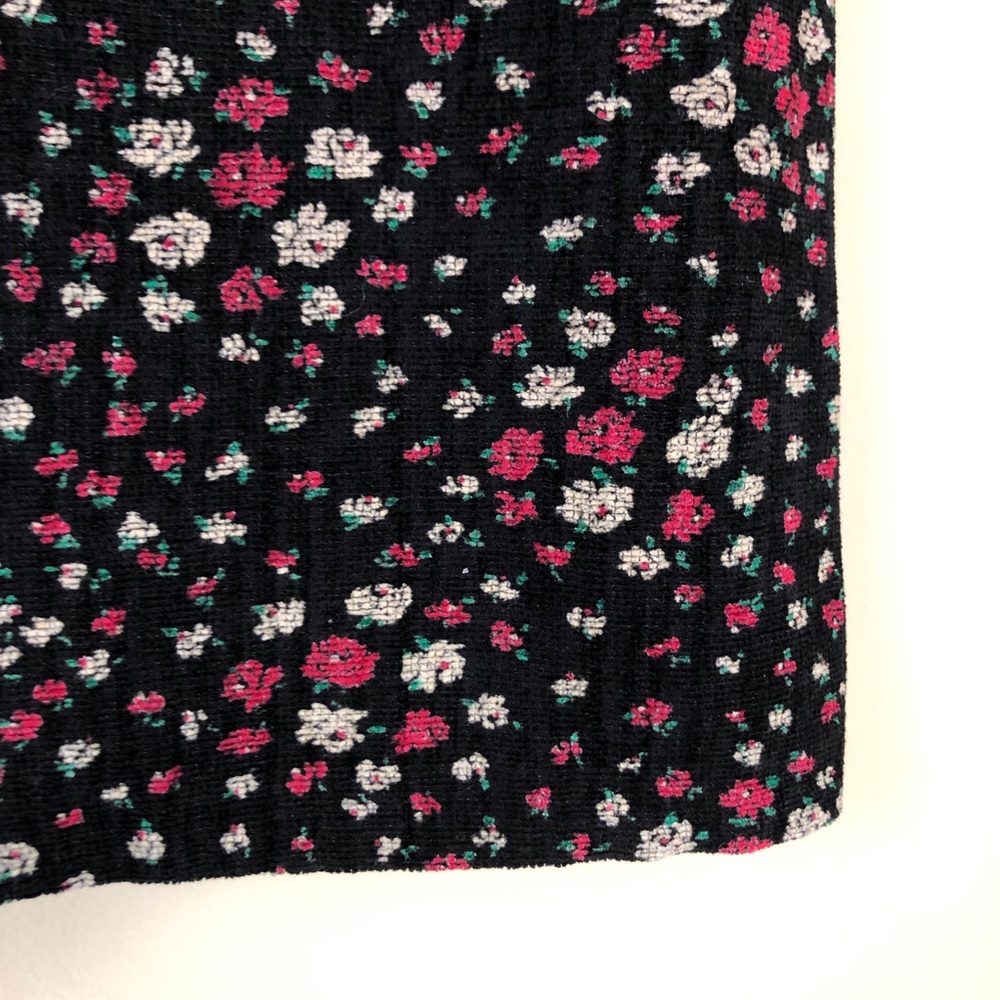 vintage‎ 90s criss cross textured corduroy skirt black ditsy floral a line midi - Picture 11 of 12